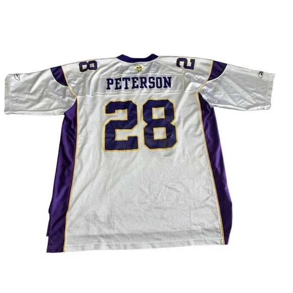 Authentic Reebok Men’s Minnesota Vikings Adrian Peterson #28 jersey white XXL - Picture 2 of 9